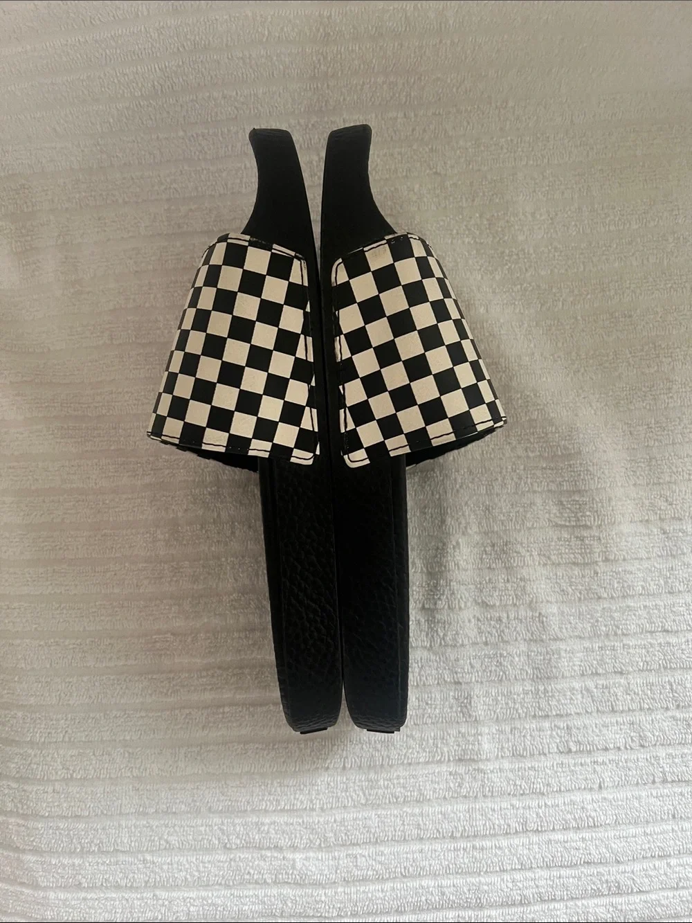 Vans Kids Black and White Checkerboard Slide Sandals